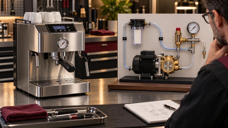 Quais componentes da máquina de espresso realmente fazem diferença na vida útil da bomba rotativa em uso contínuo
