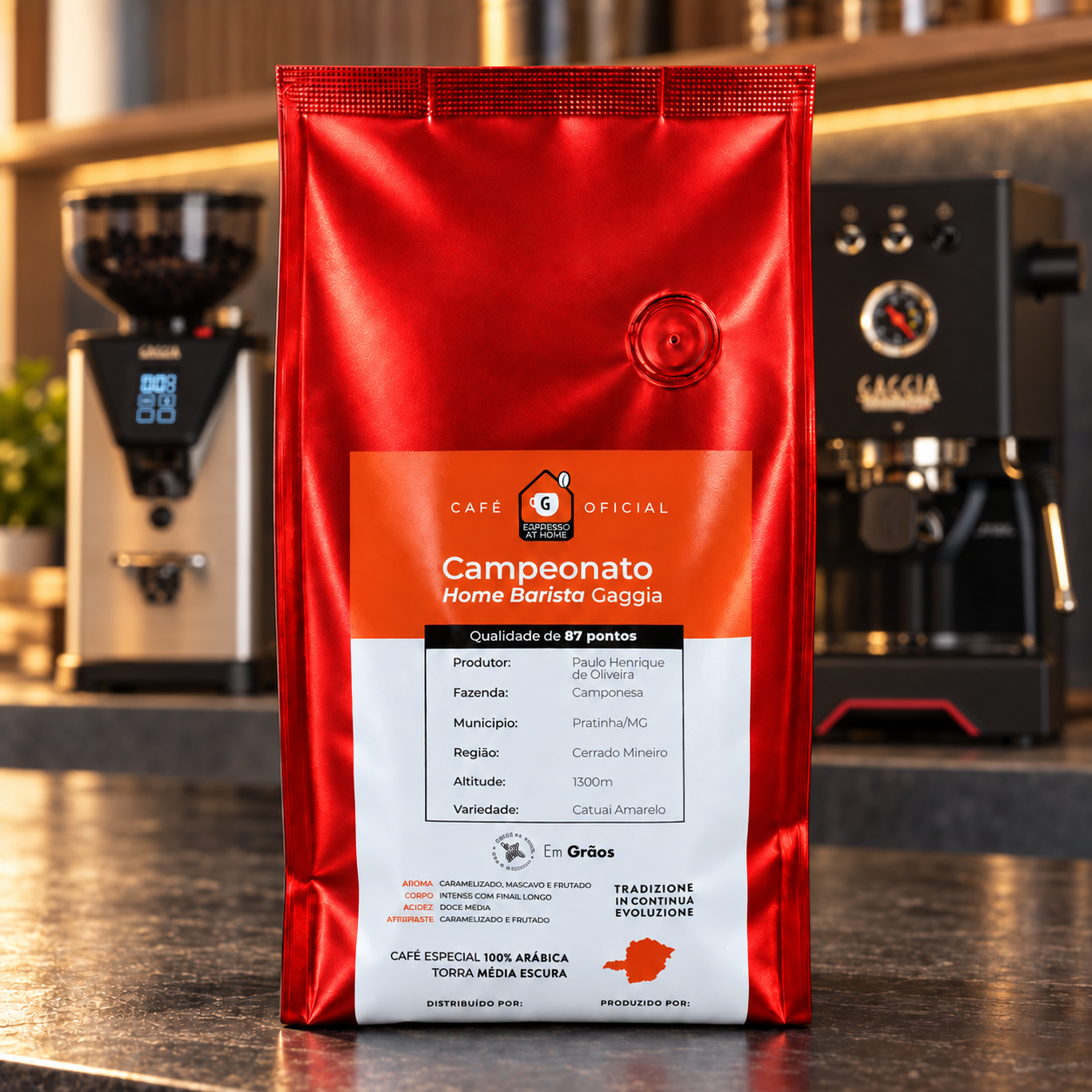 CAFÉ HOME BARISTA TORRADO EM GRÃO GAGGIA - 250g
